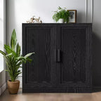 Madia Buffet in Legno Nero da 31" con 2 Ante e Ripiano Regolabile