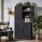 Madia Buffet in Legno Nero da 31" con 2 Ante e Ripiano Regolabile
