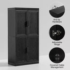 Madia Buffet in Legno Nero da 31" con 2 Ante e Ripiano Regolabile