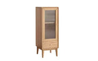Mobiletto singolo in rovere con anta in vetro e maniglia in ottone, rovere naturale