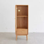 Mobiletto singolo in rovere con anta in vetro e maniglia in ottone, rovere naturale