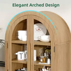 Armadietto contenitore ad arco alto 160 cm con anta in vetro e rattan e ripiano regolabile