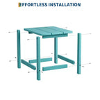 Tavolino da esterno quadrato in HDPE - Tavolino da giardino resistente stile Adirondack per spiaggia, portico - Resistente alle intemperie e facile da montare