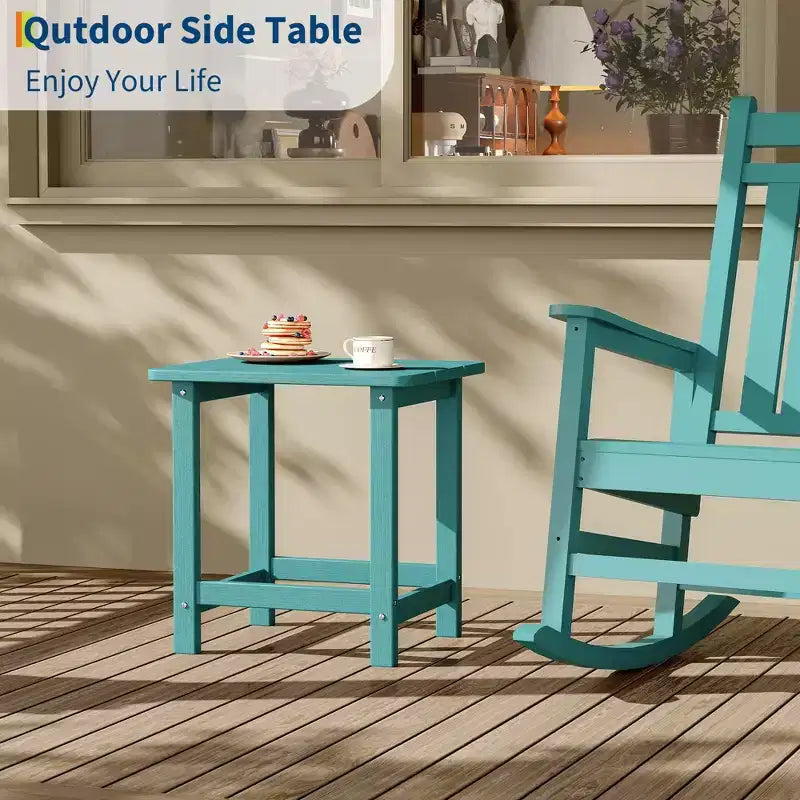 Tavolino da esterno quadrato in HDPE - Tavolino da giardino resistente stile Adirondack per spiaggia, portico - Resistente alle intemperie e facile da montare