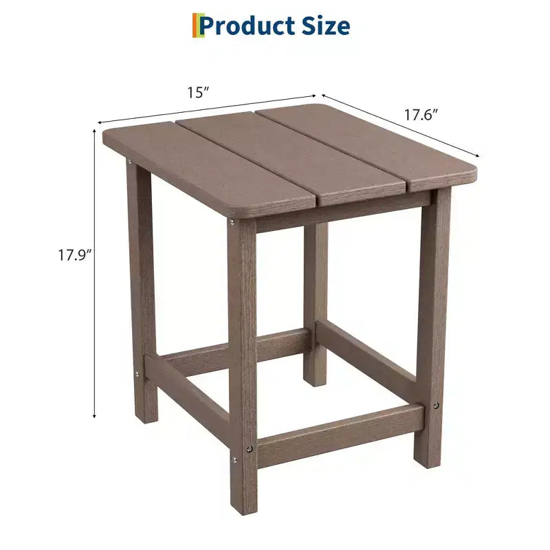 Tavolino da esterno quadrato in HDPE - Tavolino da giardino resistente stile Adirondack per spiaggia, portico - Resistente alle intemperie e facile da montare