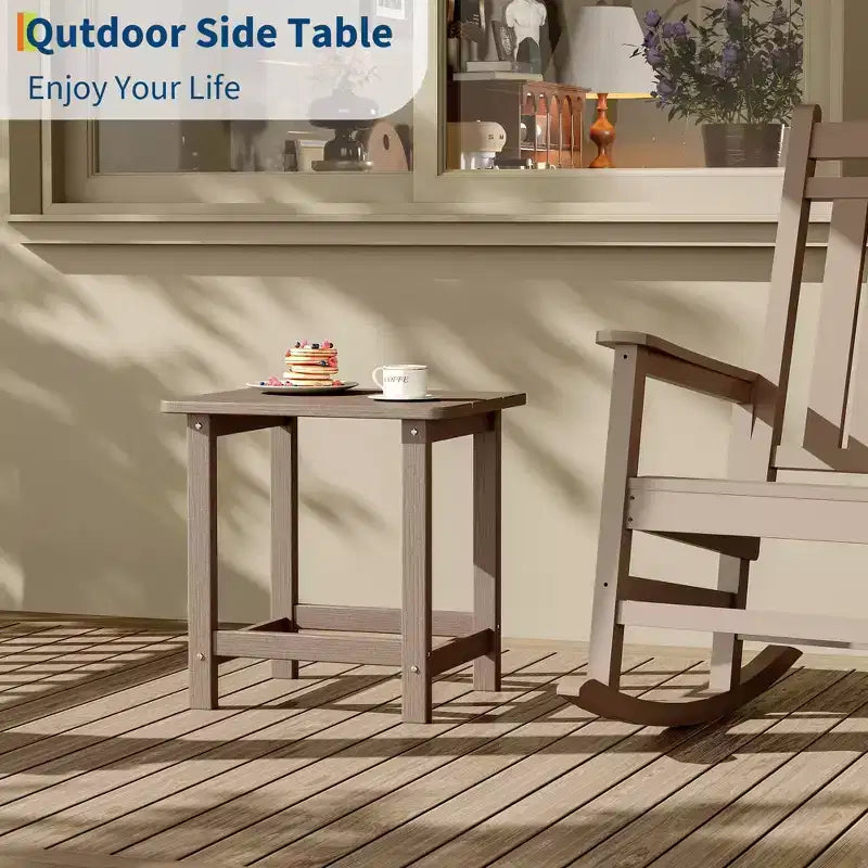 Tavolino da esterno quadrato in HDPE - Tavolino da giardino resistente stile Adirondack per spiaggia, portico - Resistente alle intemperie e facile da montare