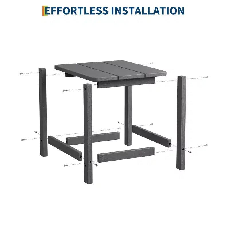 Tavolino da esterno quadrato in HDPE - Tavolino da giardino resistente stile Adirondack per spiaggia, portico - Resistente alle intemperie e facile da montare