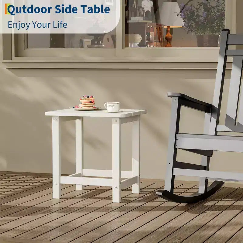 Tavolino da esterno quadrato in HDPE - Tavolino da giardino resistente stile Adirondack per spiaggia, portico - Resistente alle intemperie e facile da montare