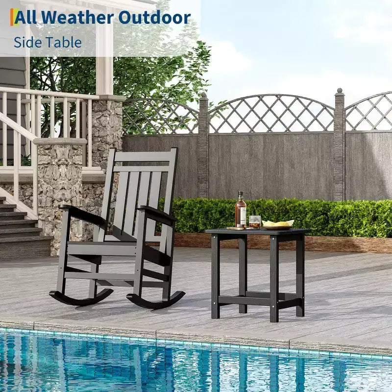 Tavolino da esterno quadrato in HDPE - Tavolino da giardino resistente stile Adirondack per spiaggia, portico - Resistente alle intemperie e facile da montare