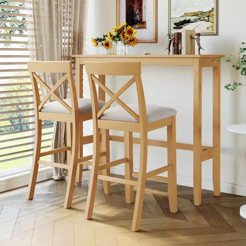 Set tavolo da pranzo altezza bancone stile rustico con sedie per angolo colazione