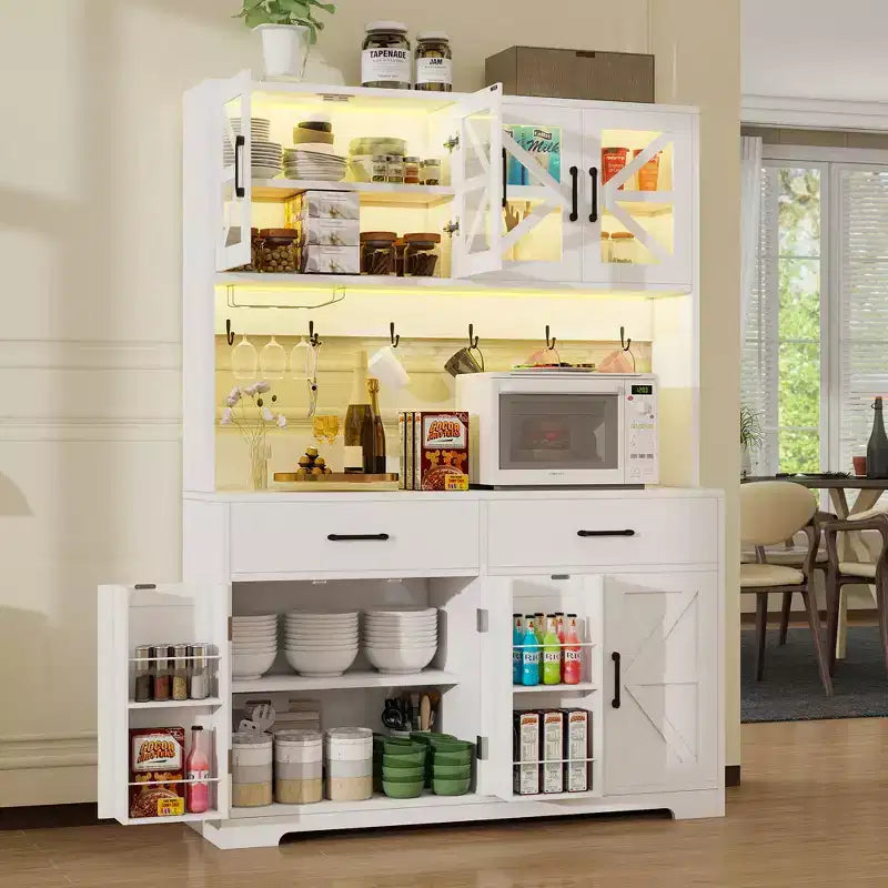 Dispensa smart da cucina da 71" con luci RGB Bluetooth e presa di corrente