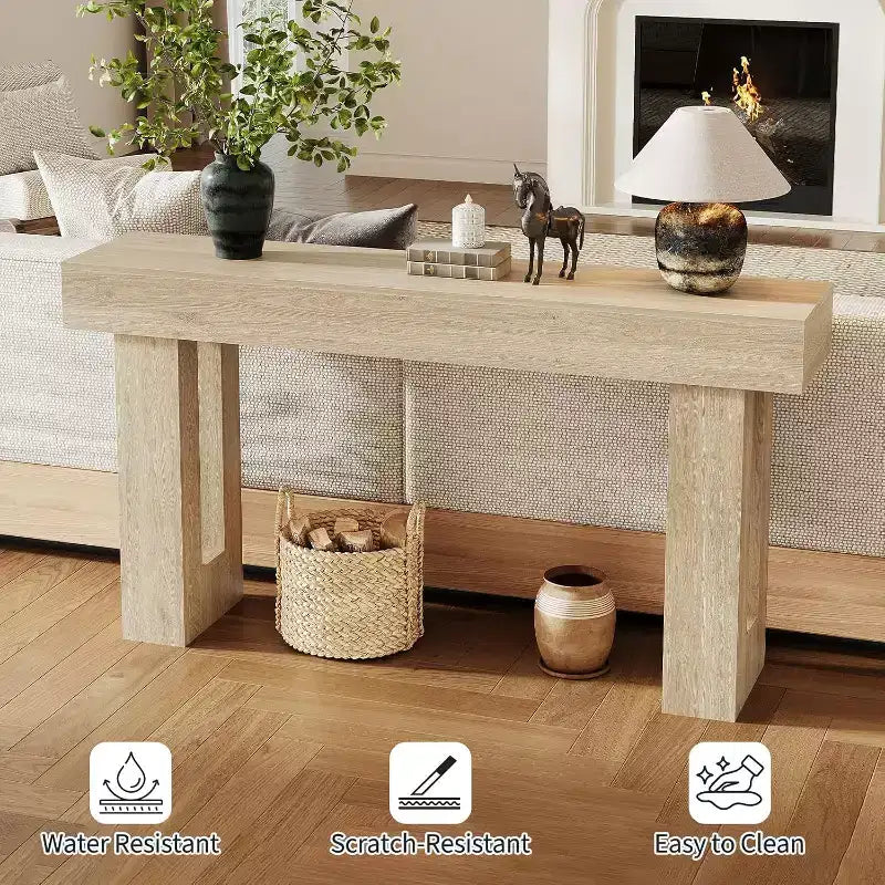 Consolle lunga 63" stile rustico – Tavolo stretto per divano e corridoio