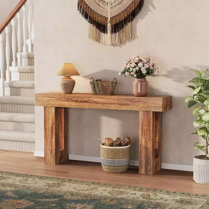 63 Inches Farmhouse Long Console Table for Entryway, Narrow Sofa Table for Hallway, Behind Couch Entrance Table, Accent Table for Home Office