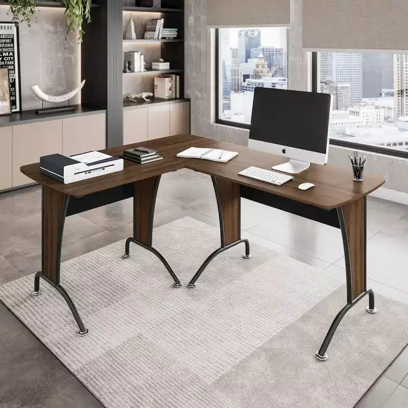 Scrivania da ufficio angolare di lusso con opzione scrivania team in linea – Acciaio e MDF