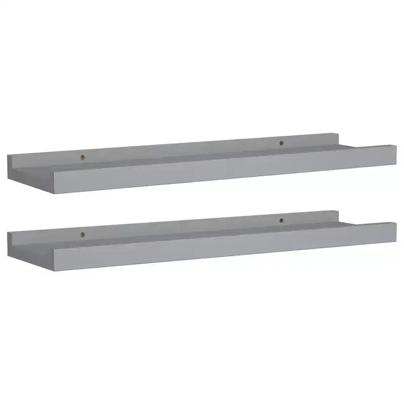 Set di 2 mensole a cornice con sporgenza in MDF grigio, piccole, da parete