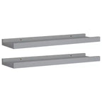 Set di 2 mensole a cornice con sporgenza in MDF grigio, piccole, da parete