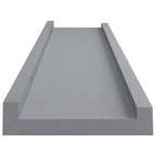 Set di 2 mensole a cornice con sporgenza in MDF grigio, piccole, da parete
