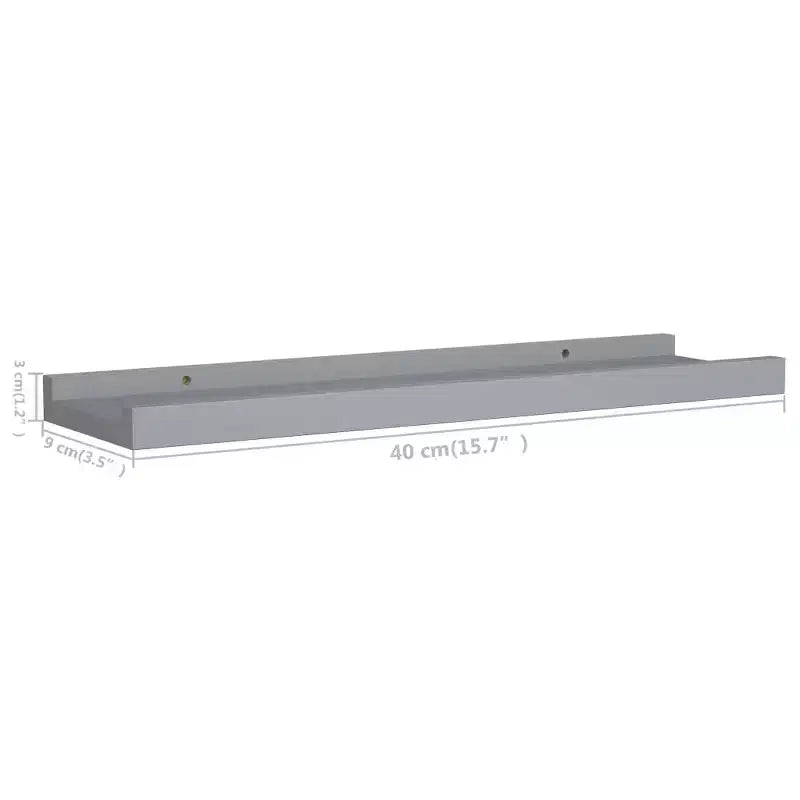 Set di 2 mensole a cornice con sporgenza in MDF grigio, piccole, da parete