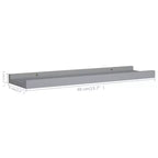 Set di 2 mensole a cornice con sporgenza in MDF grigio, piccole, da parete