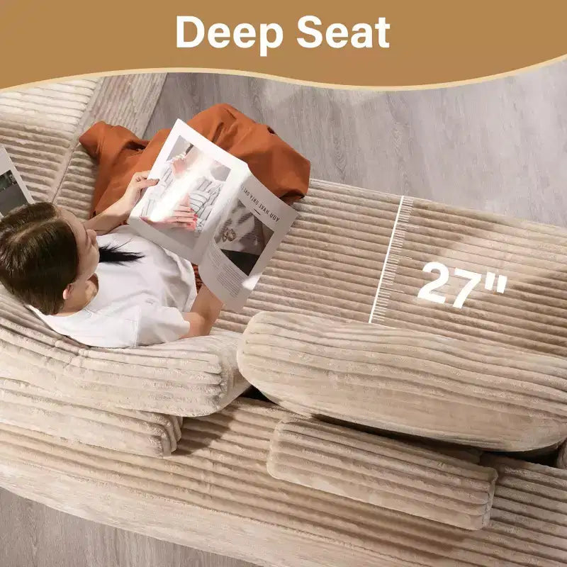 Divano componibile a U – Velluto a coste felpato, otto posti a sedere