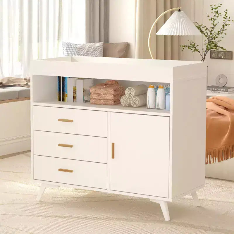 3-Drawer Baby Changing Table Dresser with Removable Changing Pad, Nursery Dresser with Changing Top, Storage and Organization for Infant Essentials