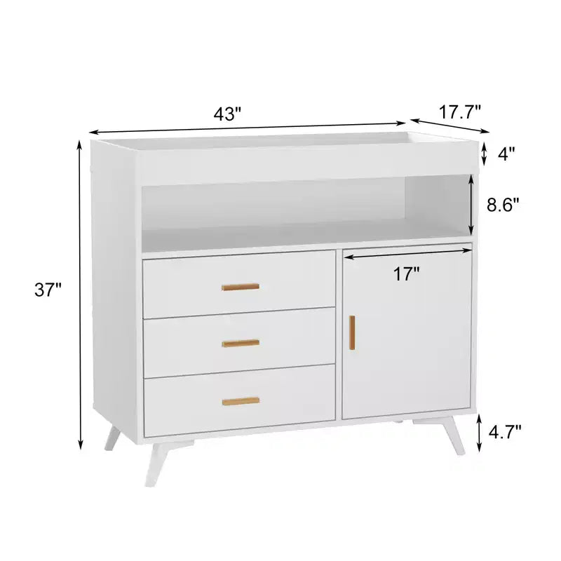 Cassettiera Fasciatoio a 3 Cassetti con Materassino Fasciatoio Rimovibile, Cassettiera per Cameretta con Fasciatoio Superiore, Spazio per Riporre e Organizzare gli Articoli Essenziali per Neonati