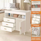 Cassettiera Fasciatoio a 3 Cassetti con Materassino Fasciatoio Rimovibile, Cassettiera per Cameretta con Fasciatoio Superiore, Spazio per Riporre e Organizzare gli Articoli Essenziali per Neonati