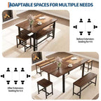 Set da pranzo allungabile 5 pezzi per 4-8 persone, 2 panche e 2 sgabelli, set di mobili moderni per sala da pranzo, facile montaggio