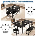 Set da pranzo allungabile 5 pezzi per 4-8 persone, 2 panche e 2 sgabelli, set di mobili moderni per sala da pranzo, facile montaggio