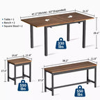 Set da pranzo allungabile 5 pezzi per 4-8 persone, 2 panche e 2 sgabelli, set di mobili moderni per sala da pranzo, facile montaggio
