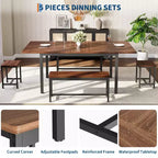 Set da pranzo allungabile 5 pezzi per 4-8 persone, 2 panche e 2 sgabelli, set di mobili moderni per sala da pranzo, facile montaggio