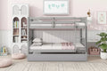 MAYEERTY Twin Rubber Wood Bunk Bed with Trundle Twin Bunk Bed with Ladder and Safety Guardrails Gray