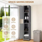 Armadietto da bagno alto con cassetto e ripiani regolabili, organizer da terra da 170 cm per bagno, cucina, corridoio