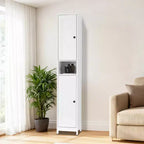 Armadietto da bagno alto con cassetto e ripiani regolabili, organizer da terra da 170 cm per bagno, cucina, corridoio