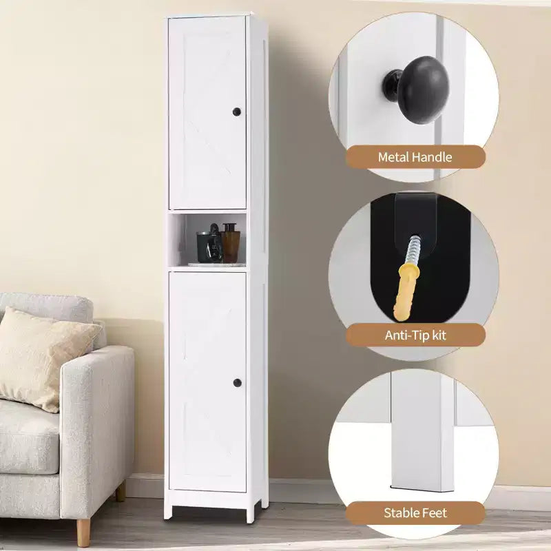 Armadietto da bagno alto con cassetto e ripiani regolabili, organizer da terra da 170 cm per bagno, cucina, corridoio