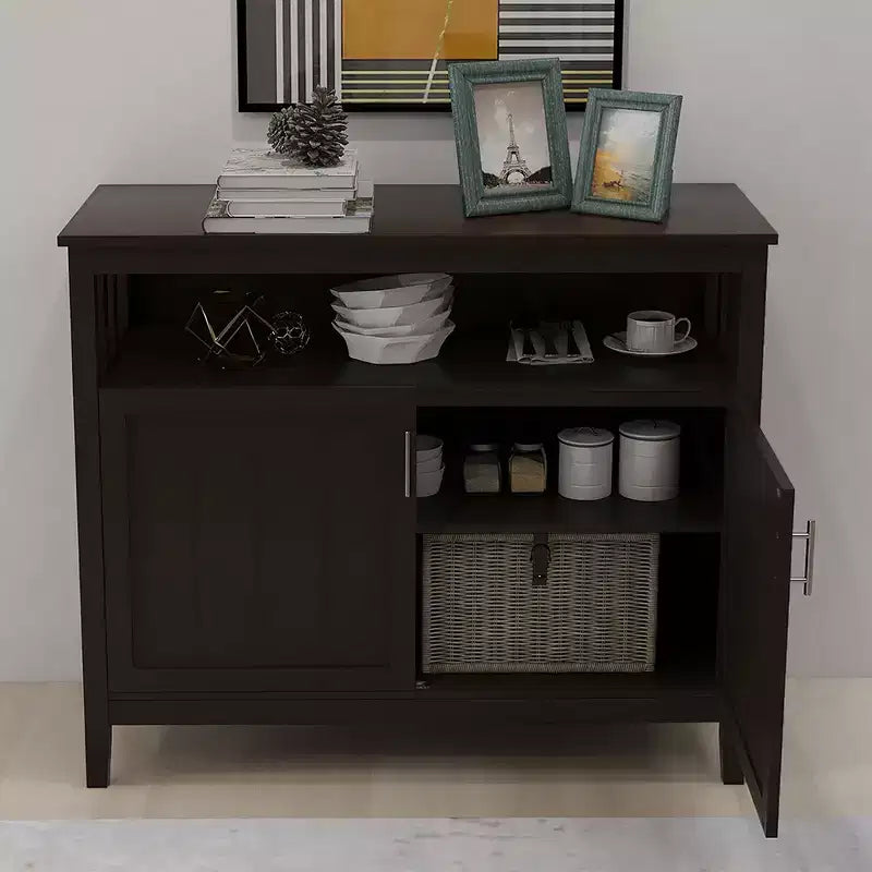 Credenza Mobile Contenitore Tavolini d'Appoggio 2 Ante e 1 Ripiano Aperto Credenza Buffet per Soggiorno Sala da Pranzo