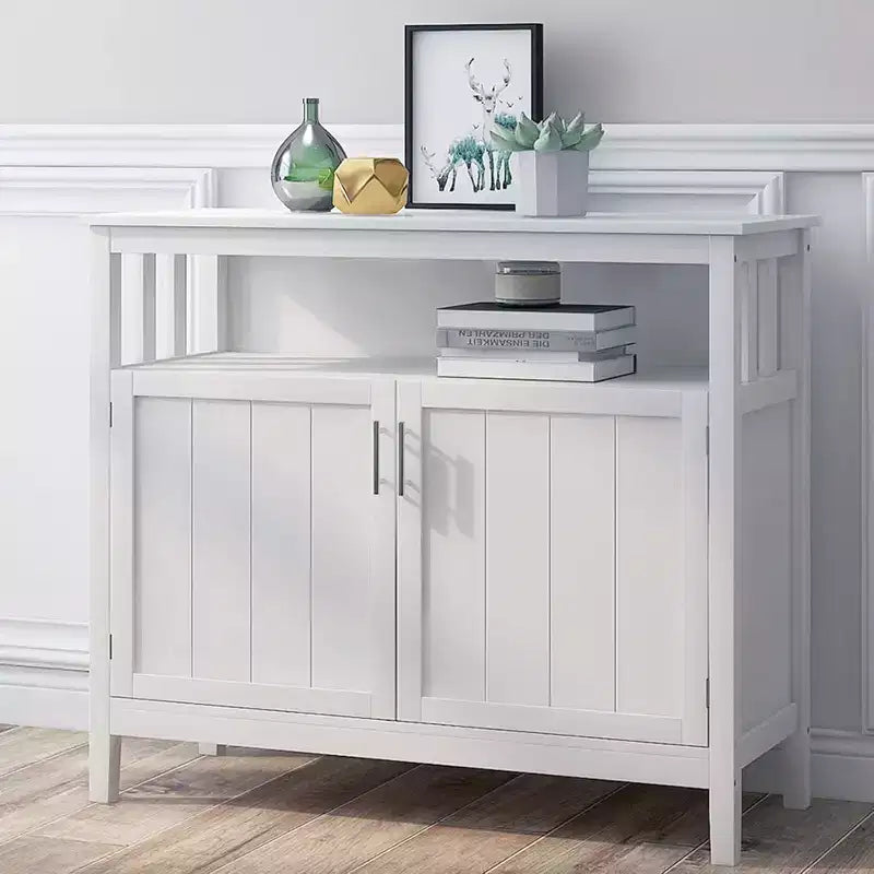 Credenza Mobile Contenitore Tavolini d'Appoggio 2 Ante e 1 Ripiano Aperto Credenza Buffet per Soggiorno Sala da Pranzo
