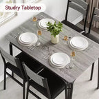 Set da Pranzo da 5 Pezzi, Set da Tavolo da Pranzo per Cucina per 4, Tavolo Quadrato, Struttura in Metallo, Pannello in MDF, Sedie Imbottite, Facile Montaggio, per la Casa