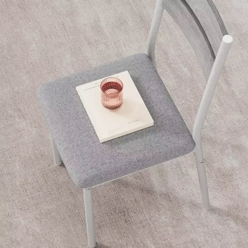 Set da Pranzo da 5 Pezzi, Set da Tavolo da Pranzo per Cucina per 4, Tavolo Quadrato, Struttura in Metallo, Pannello in MDF, Sedie Imbottite, Facile Montaggio, per la Casa