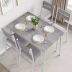 Set da Pranzo da 5 Pezzi, Set da Tavolo da Pranzo per Cucina per 4, Tavolo Quadrato, Struttura in Metallo, Pannello in MDF, Sedie Imbottite, Facile Montaggio, per la Casa