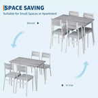 Set da Pranzo da 5 Pezzi, Set da Tavolo da Pranzo per Cucina per 4, Tavolo Quadrato, Struttura in Metallo, Pannello in MDF, Sedie Imbottite, Facile Montaggio, per la Casa