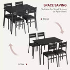 Set da Pranzo da 5 Pezzi, Set da Tavolo da Pranzo per Cucina per 4, Tavolo Quadrato, Struttura in Metallo, Pannello in MDF, Sedie Imbottite, Facile Montaggio, per la Casa