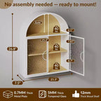 Mobile bagno pensile ad arco con ante in vetro – Contenitore flottante in metallo completamente assemblato