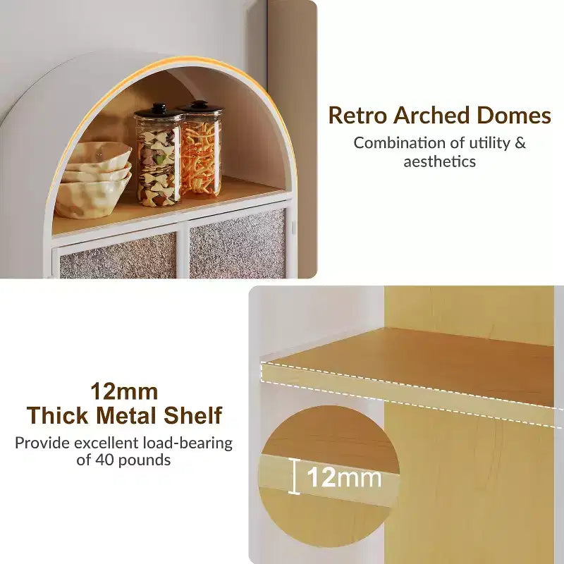 Mobile bagno pensile ad arco con ante in vetro – Contenitore flottante in metallo completamente assemblato