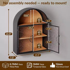 Mobile bagno pensile ad arco con ante in vetro – Contenitore flottante in metallo completamente assemblato