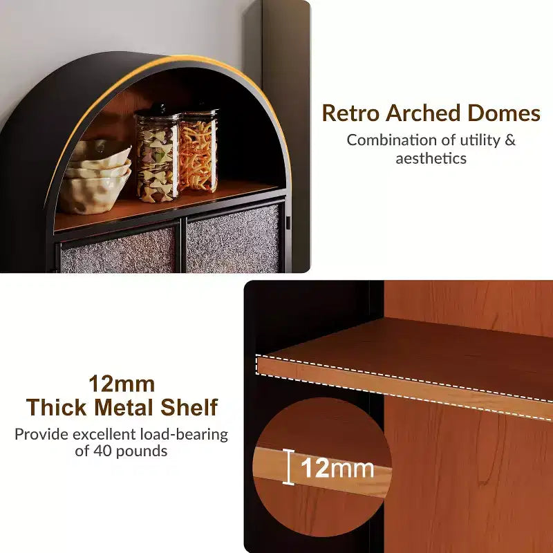 Mobile bagno pensile ad arco con ante in vetro – Contenitore flottante in metallo completamente assemblato