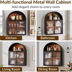 Mobile bagno pensile ad arco con ante in vetro – Contenitore flottante in metallo completamente assemblato