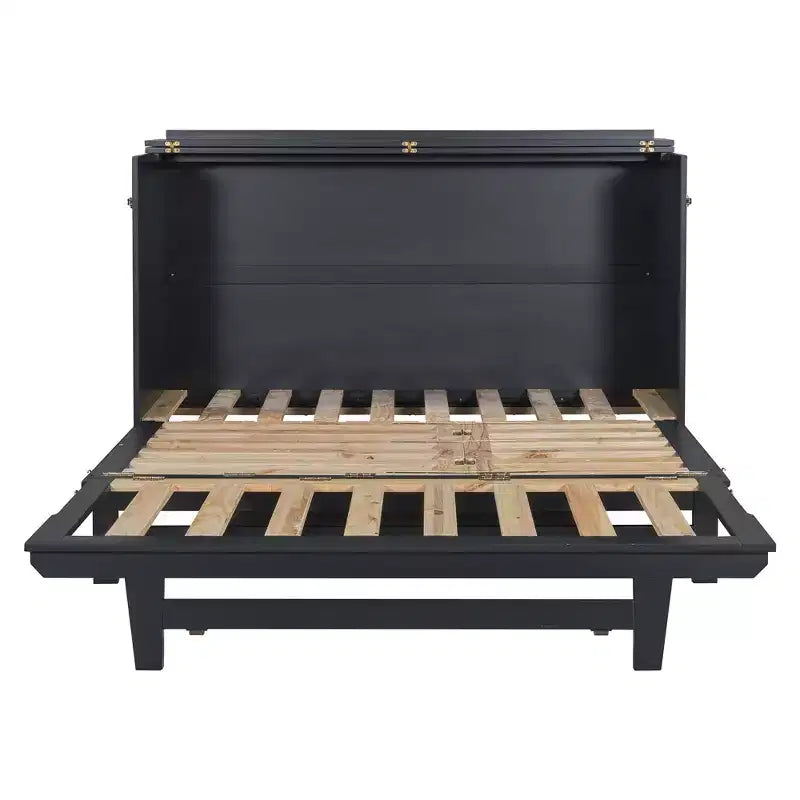 Letto a scomparsa Queen Murphy Bed con gamba dorata, letto a scomparsa formato Queen Size con ante in vetro smerigliato e cassetti finti