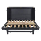 Letto a scomparsa Queen Murphy Bed con gamba dorata, letto a scomparsa formato Queen Size con ante in vetro smerigliato e cassetti finti