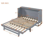 Letto a scomparsa Queen Murphy Bed con gamba dorata, letto a scomparsa formato Queen Size con ante in vetro smerigliato e cassetti finti